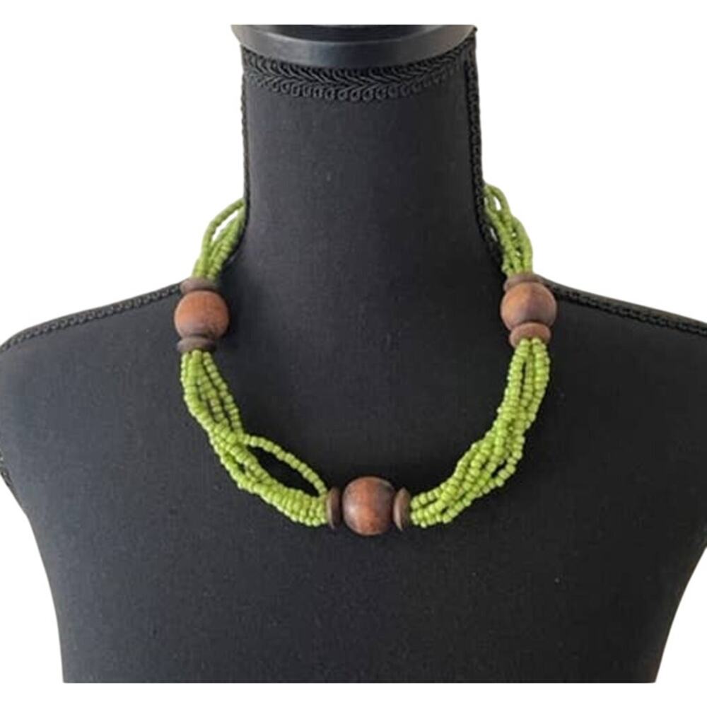 Green Beads Necklace Choker